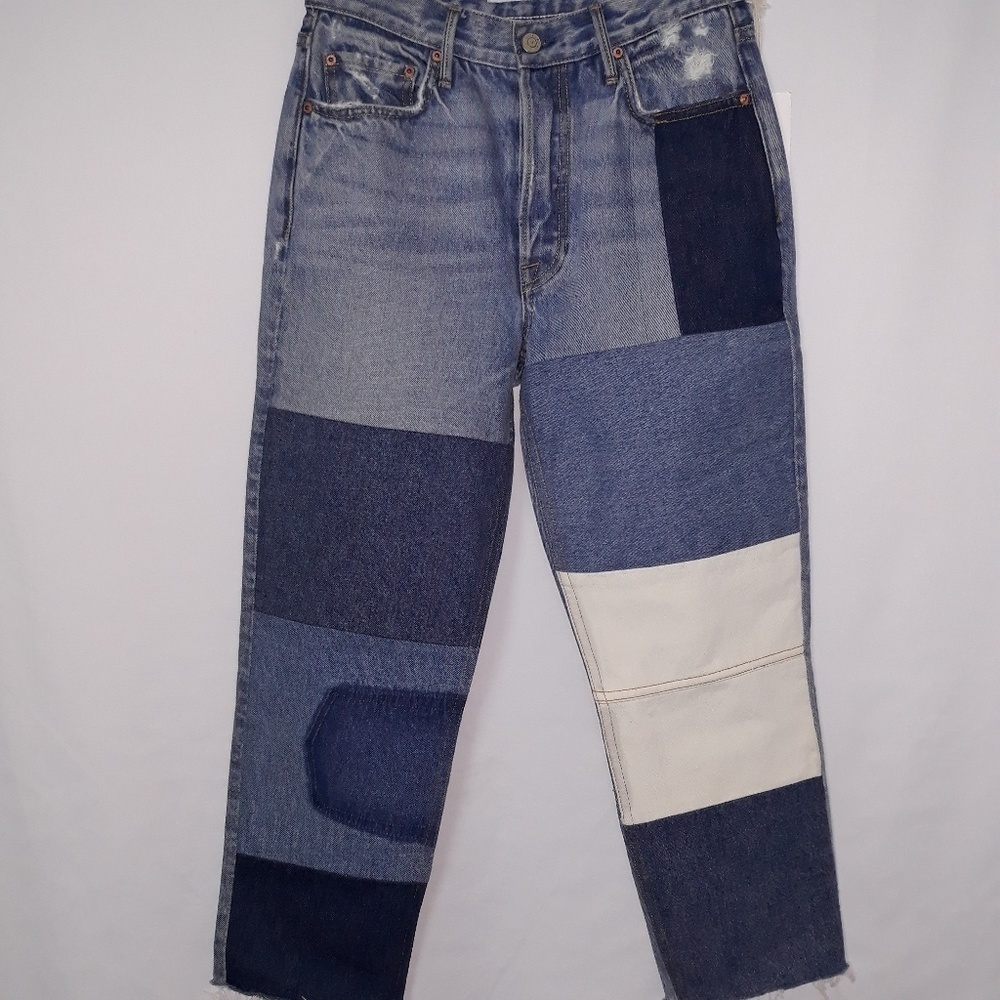 NWT Grlfrnd Helena Patchwork Straight Jeans Sz‎ 26